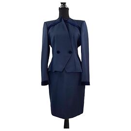 Emporio Armani Giorgio Armani blue skirt suit in virgin wool Blue