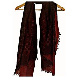 Cachecol Gucci Tom Ford Monograma GG Vermelho e Roxo de Lã Vermelho Roxo