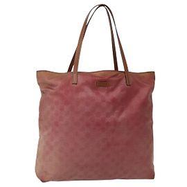 Bolsa tote em lona GG Gucci de nylon rosa e dourado 295252 Auth hk3085 Rosa Dourado
