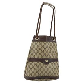 Gucci Bolsa de Ombro GG Supreme PVC Bege Ouro Auth 143238 Bege Dourado