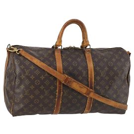 LOUIS VUITTON Monogram Keepall Bandouliere 50 Bolsa de mão M41416 LV Auth 142778 Monograma