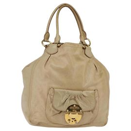 Borsa Tote Miu Miu in pelle beige oro Auth hk3064 Beige D'oro