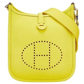 Sac à épaule Hermès Evelyne TPM en citron vert Doré