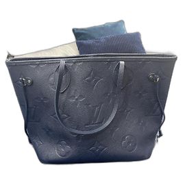 Louis Vuitton Neverfull MM Cabas Cuir Bleu Marine Bleu Marine
