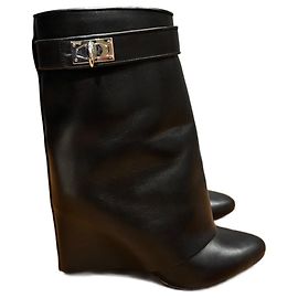 Givenchy Shark Ankle Boots Black Leather Black