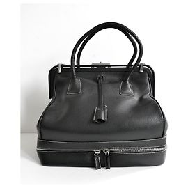 Prada Fall 2000 Black Leather Zip Base Doctor's Bag Black