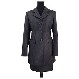 Jupe tailleur à rayures Dolce & Gabbana années 1990 Gris