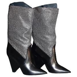 Botas Saint Laurent Abey de charol negro Negro