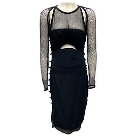 Vestido corset de renda em rede e seda preta Emilio Pucci Preto