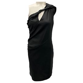 Robe mini en cuir d'agneau stretch drapée à une épaule noire Givenchy Noir