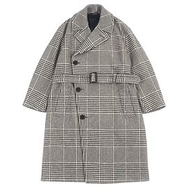 Hermès Hermes Glen check Wool Leather Coat Brown