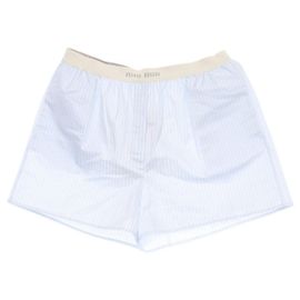 Pantalones de algodón BASTONCINO Miu Miu Blanco Azul