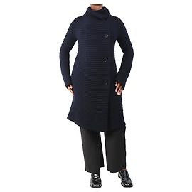 Jil Sander Langarm-Rippstrick-Cardigan in Marineblau - Größe UK 10 Marineblau