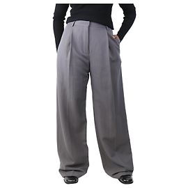 Dries Van Noten Graue plissierte weite Hose - Größe UK 10 Grau
