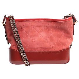 Chanel Bolsa transversal Gabrielle em camurça e couro vermelho 2017 Vermelho