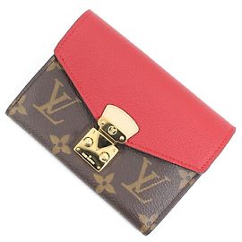 Billetera Trifold para Mujer Louis Vuitton Castaño Roja Fucsia Monograma