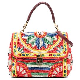 Bolso Miss Sicily de croché de rafia roja de Dolce & Gabbana Otro