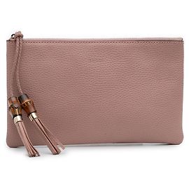 Clutch de couro de bezerro rosa Gucci com alça de bambu Rosa