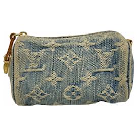 Louis Vuitton-Pochete Speedy PM em Denim Monogram Louis Vuitton-Azul