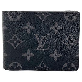 Portafoglio Slender Monogram Eclipse Louis Vuitton Marrone Nero