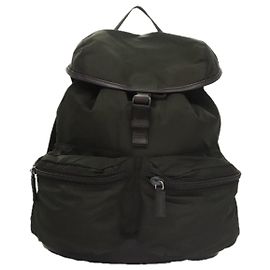 Prada Double Front Pocket Backpack Tessuto Medium Khaki