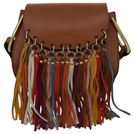 Chloé Borsa Hudson in pelle multicolore con frange Chloe - Piccola Marrone