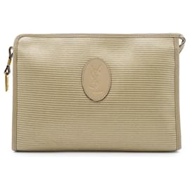 Pochette Yves Saint Laurent en cuir beige Beige