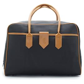 Yves Saint Laurent Sac Boston en toile et cuir vintage Noir