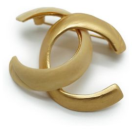 Chanel GP Gold Elfenbein Brosche CC Golden
