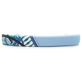 Hermès Clip per Capelli in Seta Eclipse GM Palladio Argento Blu