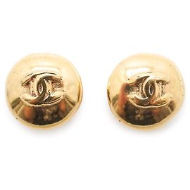 Chanel Orecchini rotondi a clip CC Logo GP D'oro