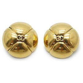 Chanel Boucles d'oreilles clips ronds fleurs Coco Mark GP Doré