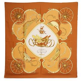 Hermès Lenço de seda Ledoux Springs 90 Laranja