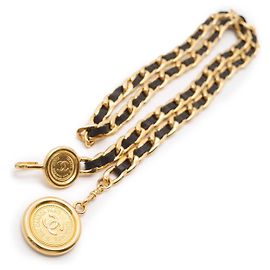 Chanel Cinto de corrente com medalhão GP, 31 Rue Cambon Paris Dourado