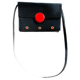 Pochette Louis Vuitton en cuir d'autruche noir Noir