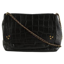 Jerome Dreyfuss Borsa a Spalla Lulu XL in Pelle Nera Nero
