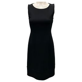 Akris Black Sleeveless Wool Shift Dress Black