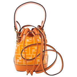 FENDI Mon Tresor Mini Bolsa de Ombro 2 em PVC e Couro Laranja 8BS010 Laranja