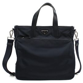 Prada Navy Nylon Tote Bag Navy blue