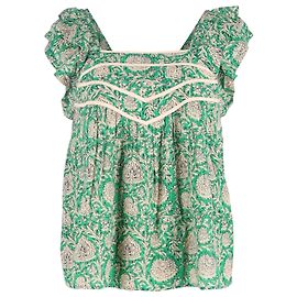 Top rufado impresso Peio em viscose verde da Ba&sh Verde