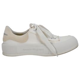 Baskets à lacets Deck Skate en toile blanche Alexander McQueen Blanc