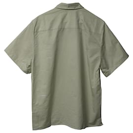 Autre Marque-Pangaia Short-Sleeved Button Down Shirt in Light Green Cotton-Green