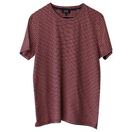Apc Camiseta de cuello redondo de manga corta a rayas A.P.C. en algodón naranja Naranja
