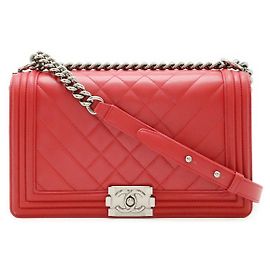 Bolso de Hombro Chanel Boy de Piel de Cordero Acolchado Rosa