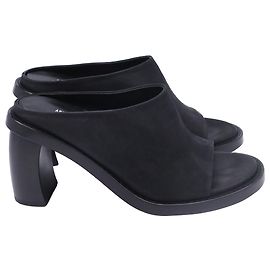 Ann Demeulemeester Clara Slide Sandal Heels in Black Calf Leather Black