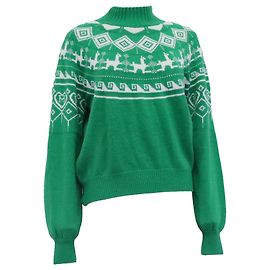 Maje gemustertes Strick-Mock-Neck-Sweatshirt aus grünem Acryl Grün