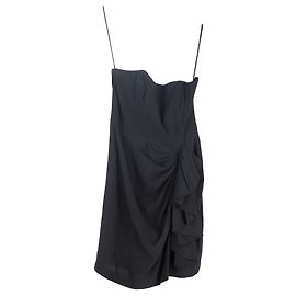 Temperley London trägerloses Rüschenshirt Mini-Kleid aus schwarzer Seide Schwarz