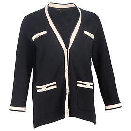 Maje Mysteron V-Ausschnitt Cardigan aus schwarzer Viskose Schwarz