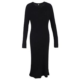 Totême Maxikleid aus geripptem Strick mit langen Ärmeln aus schwarzer Wolle Schwarz