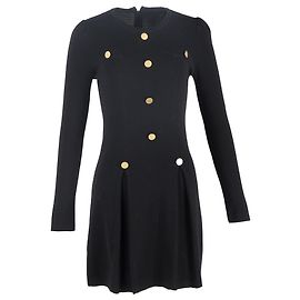 Vestido Mini Botonado Chloé em Lã Azul Marinho Azul Azul marinho